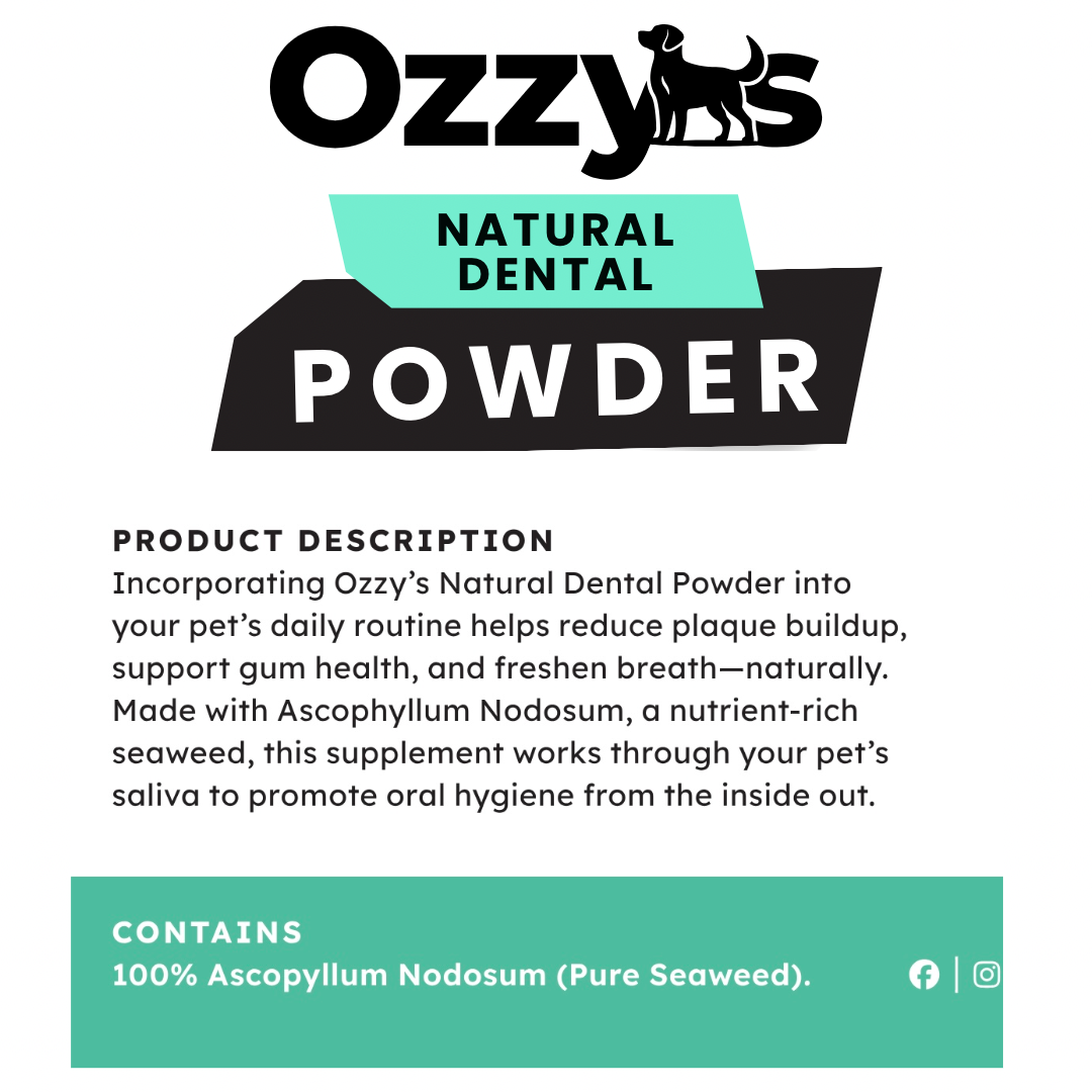 Ozzy’s Dental Powder – Natural Seaweed-Based Dog Teeth Cleaner Ozzy's